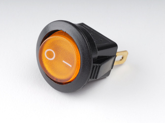 Włącznik podświetlany okrągły żółty 12V 20A