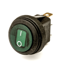 Włącznik hermetyczny podświetlany zielony okrągły 12/24V LED