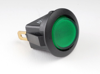 Włącznik podświetlany okrągły zielony 12V 20A