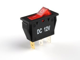 Włącznik podśw.duży wąski czerwony 12 V 20 A