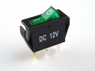 Włącznik podświetlany wąski 12V 20A zielony