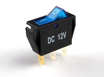 Włącznik podświetlany duży wąski niebieski 12 V