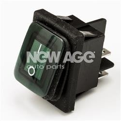 Włącznik hermetyczny podświetlany zielony kwadratowy 12/24V