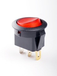 Włącznik podświetlany okrągły czerwony 12V 20A