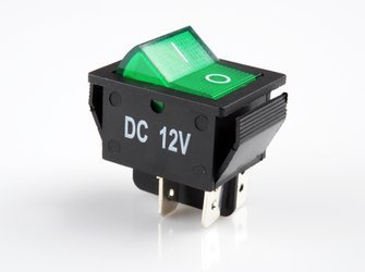 Włącznik podświetlany kwadratowy zielony 12V 20A