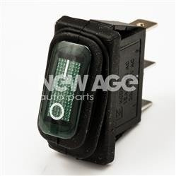 Włącznik wodoodporny podświetlany zielony prostokątny 12/24V