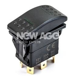 Wyłącznik hermet.zielony ON-OFF LED(12/24V)6-pin